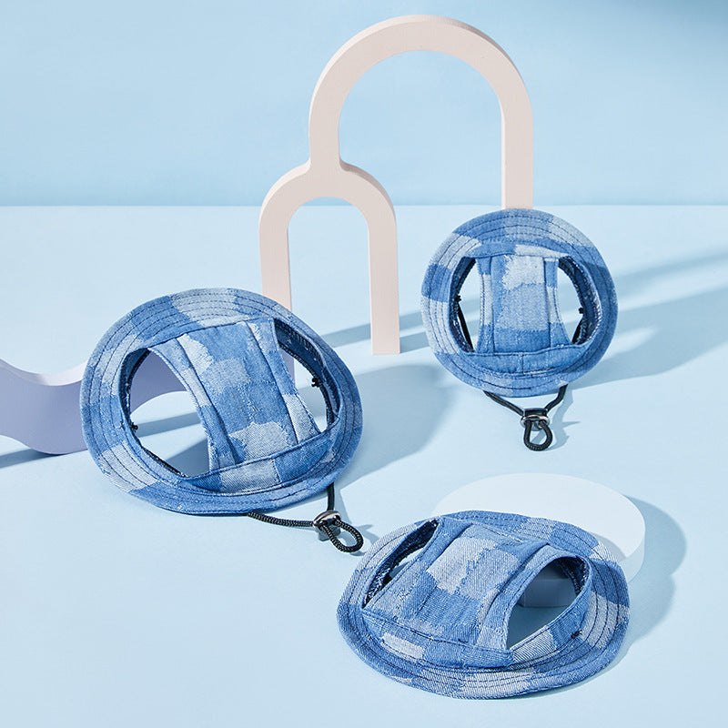 Dog Sun-Proof Bucket Hat, Cotton Geometric Pet Sun Hat