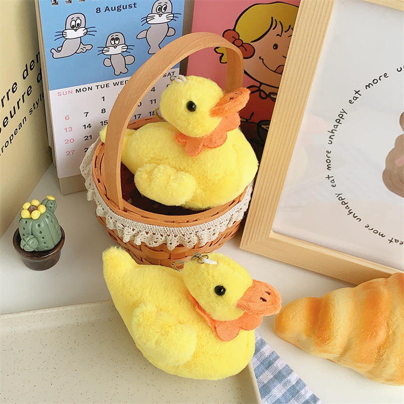 Cute Cole Duck Plush Keychain – Creative Yellow & White Mini Duck Pendant Doll