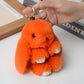 15cm Cute Plush Bunny Keychain, Genuine Rex Rabbit Fur Pom Pom Bag Charm