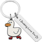 Punny Love: "Ducking Love You" Cute Duck Keychain Couples Gift (Stainless Steel).