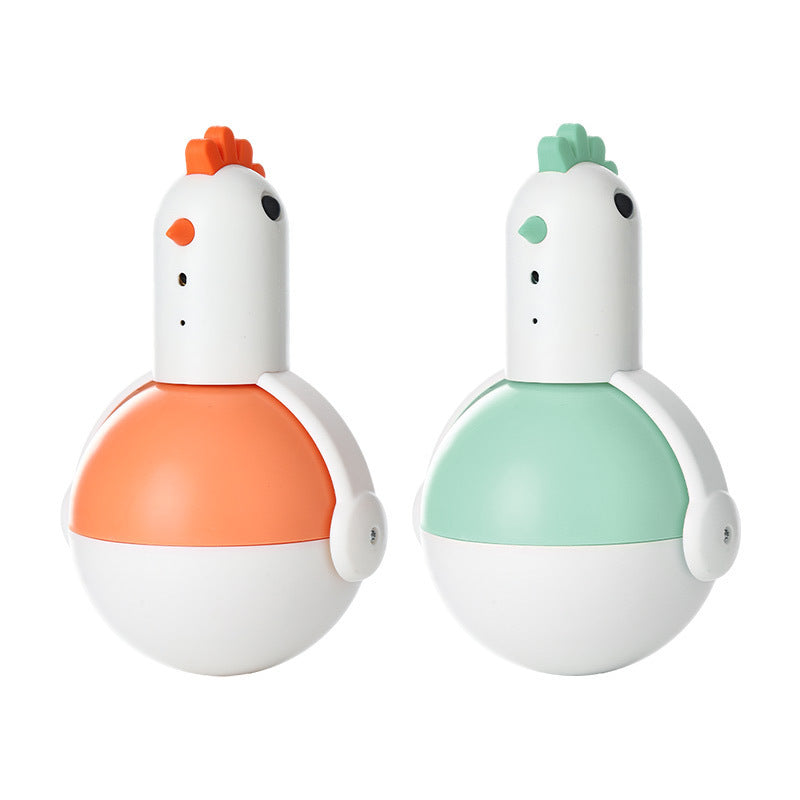 All-in-One Fun: Electric Chicken Glass Cat Toy (Laser, Sound, Self-Balancing Motion).