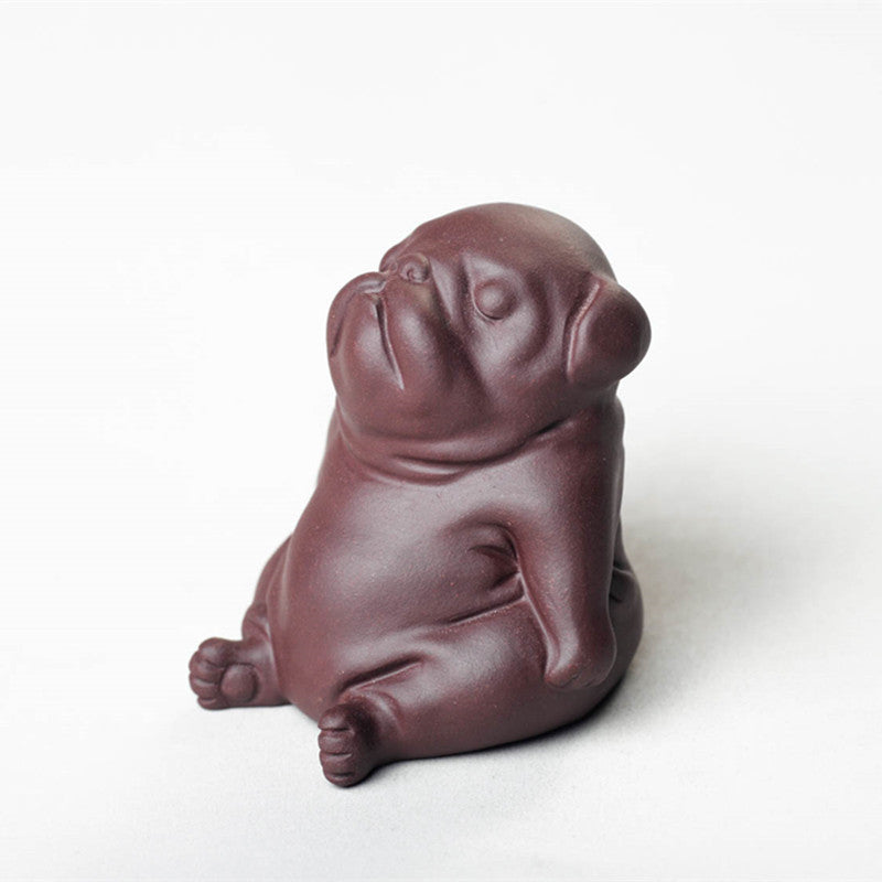 Purple Sand Tea Pet Dog Ornament, Raw Ore Purple Clay Craft Decoration (Cute Style)