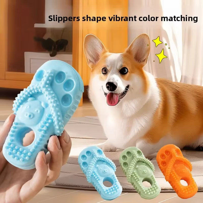 Pet Dog Chewing Toy Slippers, Durable Rubber Teething Shoes for Puppies