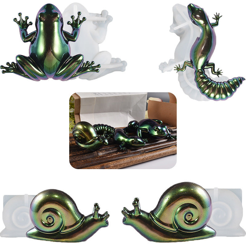 DIY Crafting: Modern Silicone Small Animal Mold for Frog, Lizard, and Snail Ornaments.