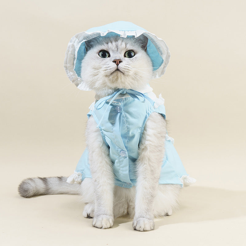 Pet Maid Outfit with Hat, Cute Spring & Summer Skirt Clothing for Cats & Dogs