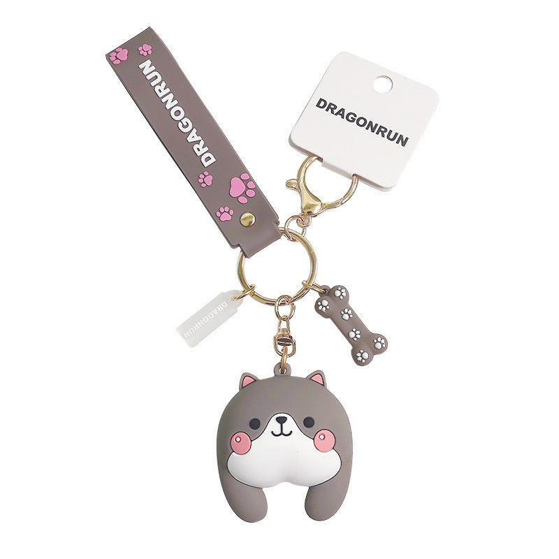 Funny Corgi Dog Doll Keychain, Silicone Pet Butt Key Pendant