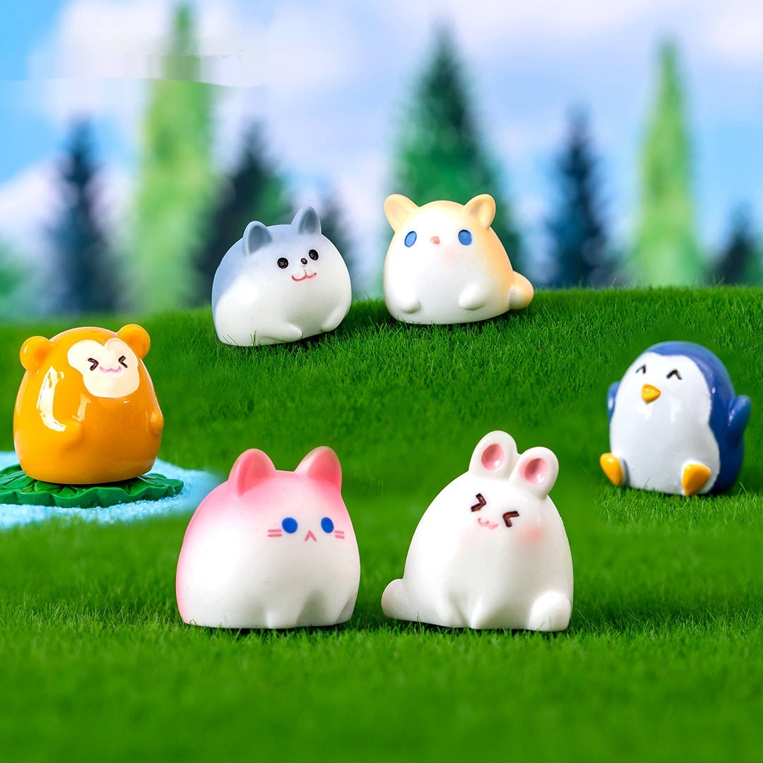 Desktop Fun: Creative Cute Round Cartoon Animal Resin Ornaments (Frog & More).