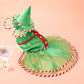 Pet Green Gauze Skirt & Hat Set, Cute Holiday Clothing for Dogs (Christmas Outfit)