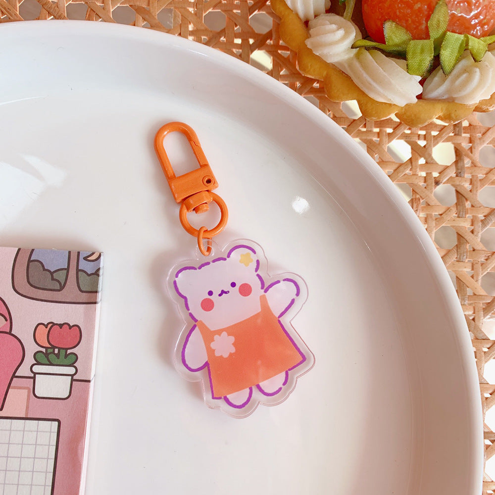 Cute Japanese Bunny & Bear Bag Jewelry Keychain, Acrylic Pendant Charm (GJ137)