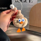 Soft & Stylish: Cute Imitate Rex Rabbit Fur Little Duck Car Key Ring Pendant.