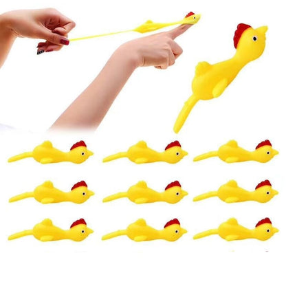 Novelty Catapulted Ejection Chicken Toy – Light Rubber Flying Prank Toy