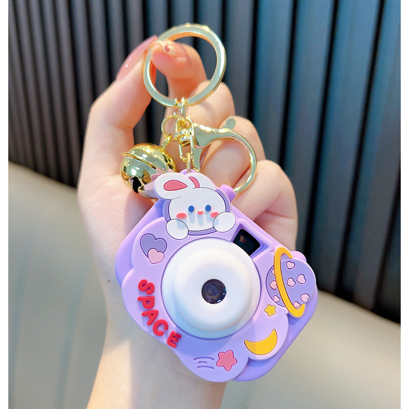 Bunny Starry Sky Projection Camera Keychain, Cute Rabbit Pendant with Light Effect