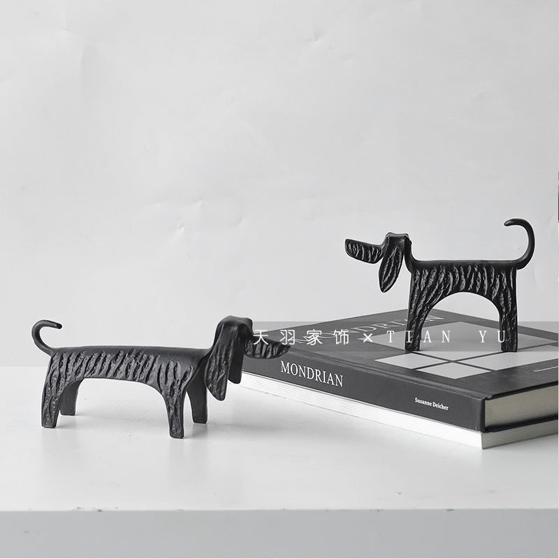 Sausage Dog Table Ornament, Abstract Cartoon Alloy Decorative Sculpture