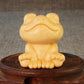 Smiling Frog Solid Bamboo Carving Ornament – Cute Cartoon Wooden Craft Décor