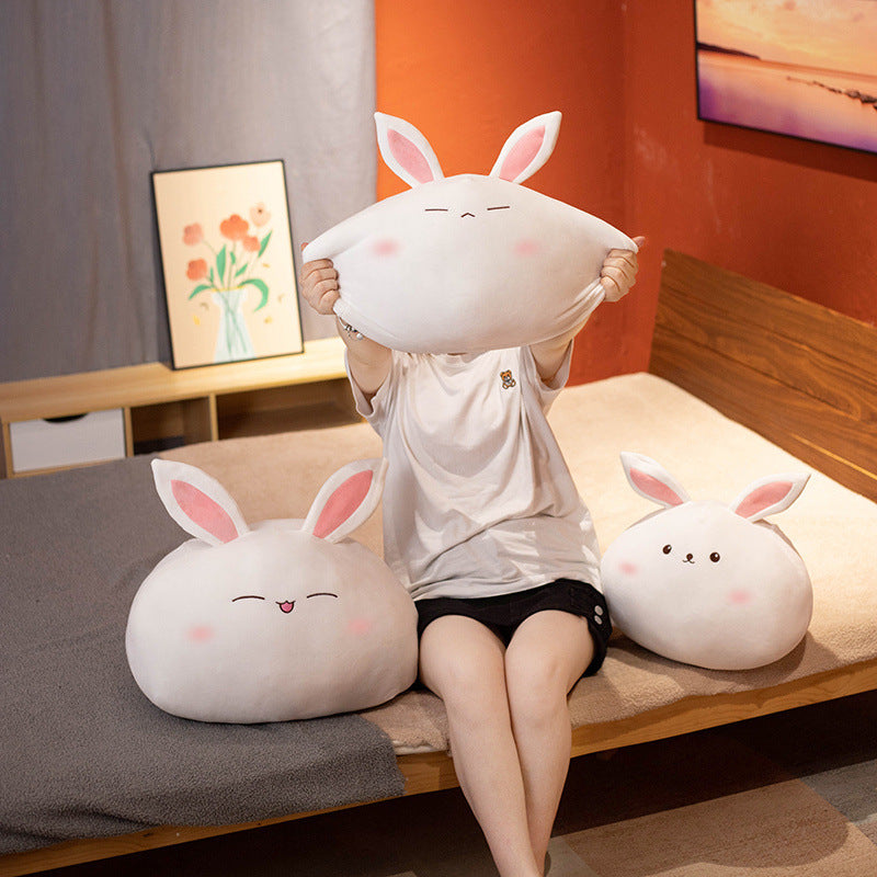 New Soft Cute Bunny Doll Pillow, Short Plush Stuffed Rabbit Cushion (30–50cm, 3 Expressions)