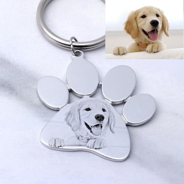 Custom Pet Photo Keychain Necklace, Personalized Dog & Cat Picture Keepsake