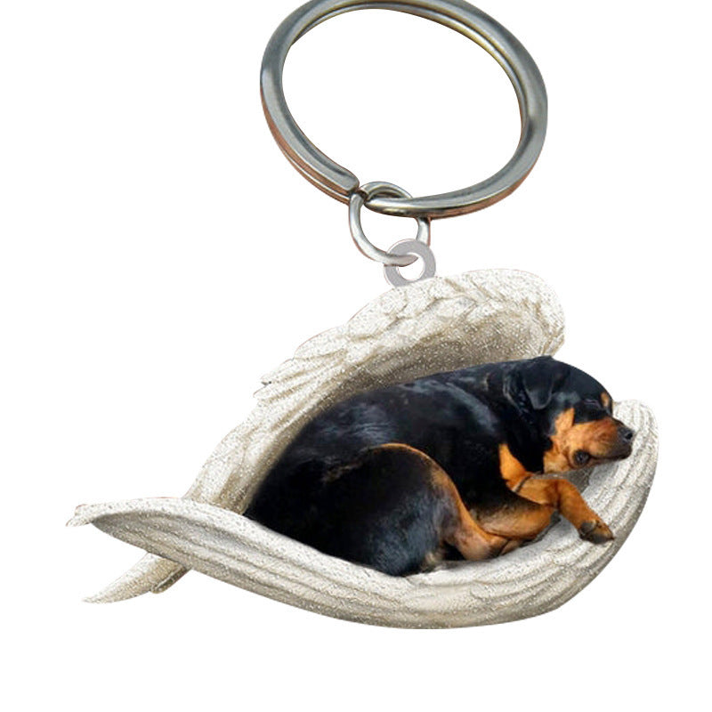 Acrylic Creative Cute Dog Keychain, Double-Sided Printed Animal Pendant