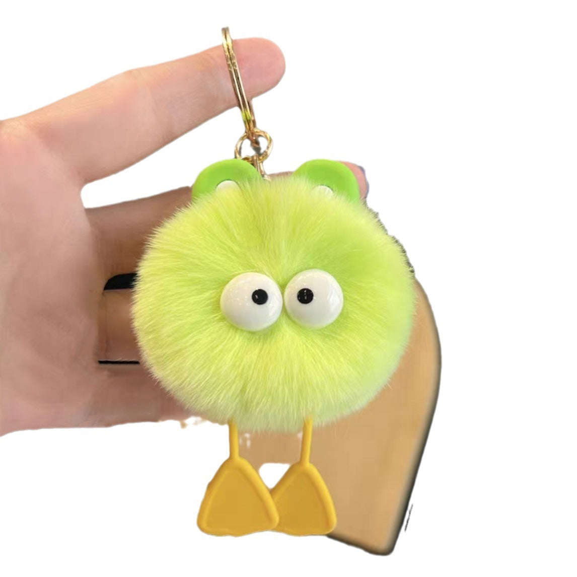 Luxuriously Soft: Real Rex Rabbit Fur Cute Little Duck Car Key Ring.