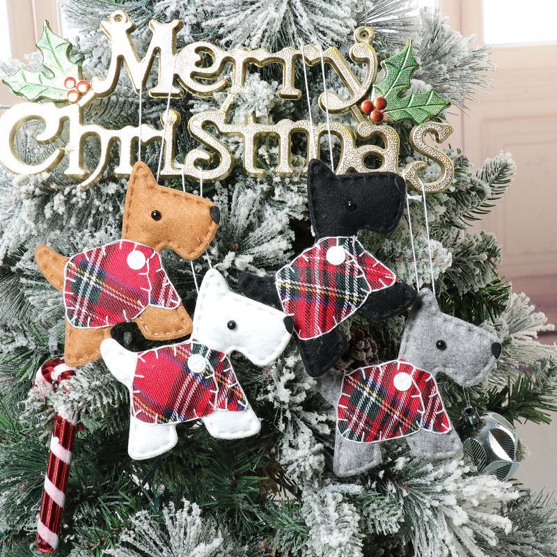 Christmas Tree Pendant Dressing Box Dog Ornaments, Non-Woven Holiday Hanging Decor