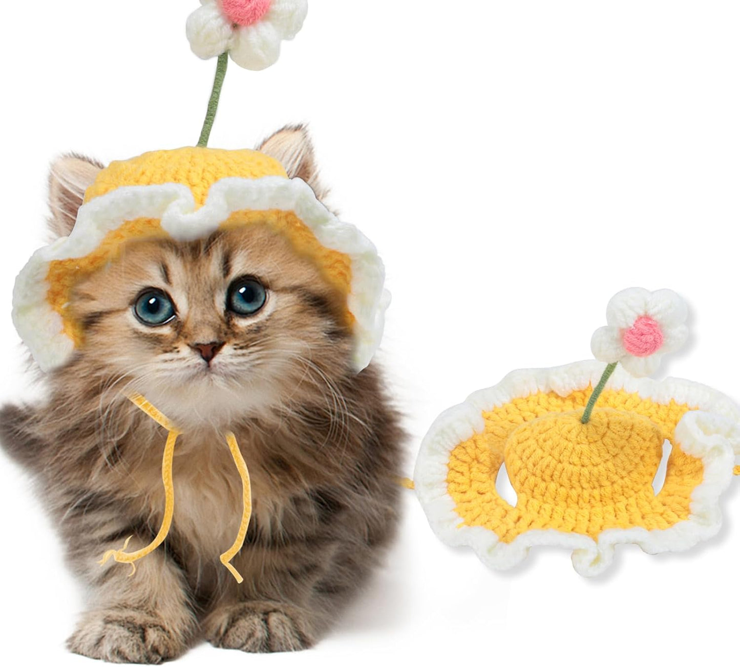 Cute Knit Cat Hat, Funny Dog Hat for Cats & Small Dogs | Halloween, Christmas & Birthday Costume Headwear