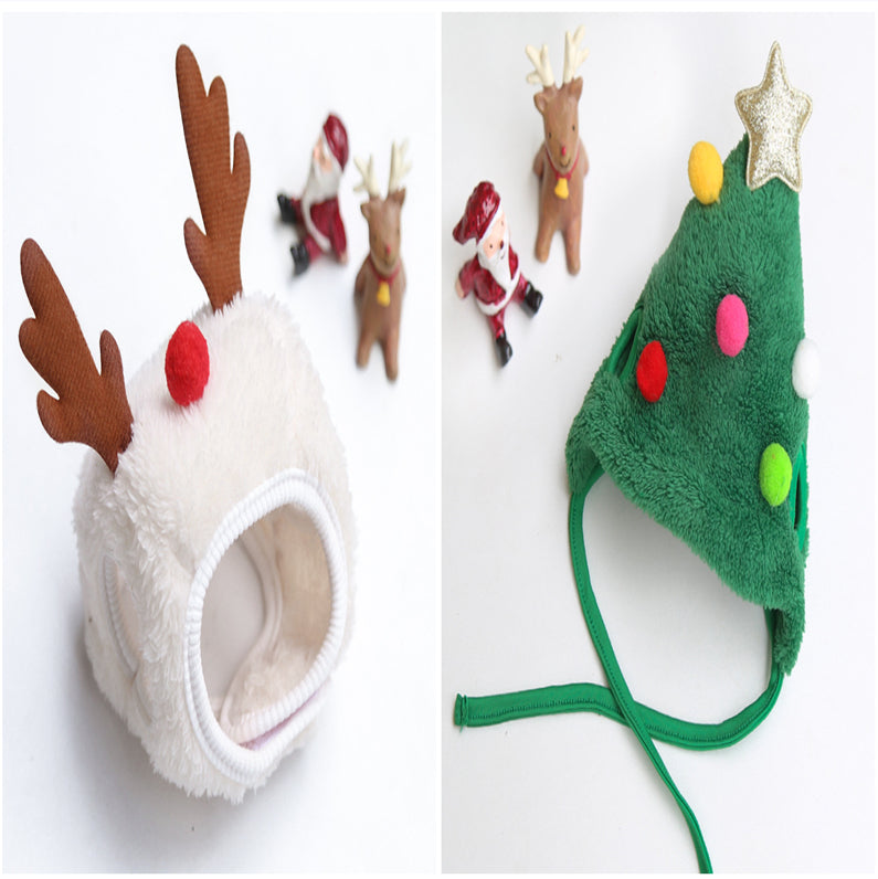 Christmas Pet Hat & Saliva Towel Bib, Cute Winter Cartoon Accessories for Dogs & Cats