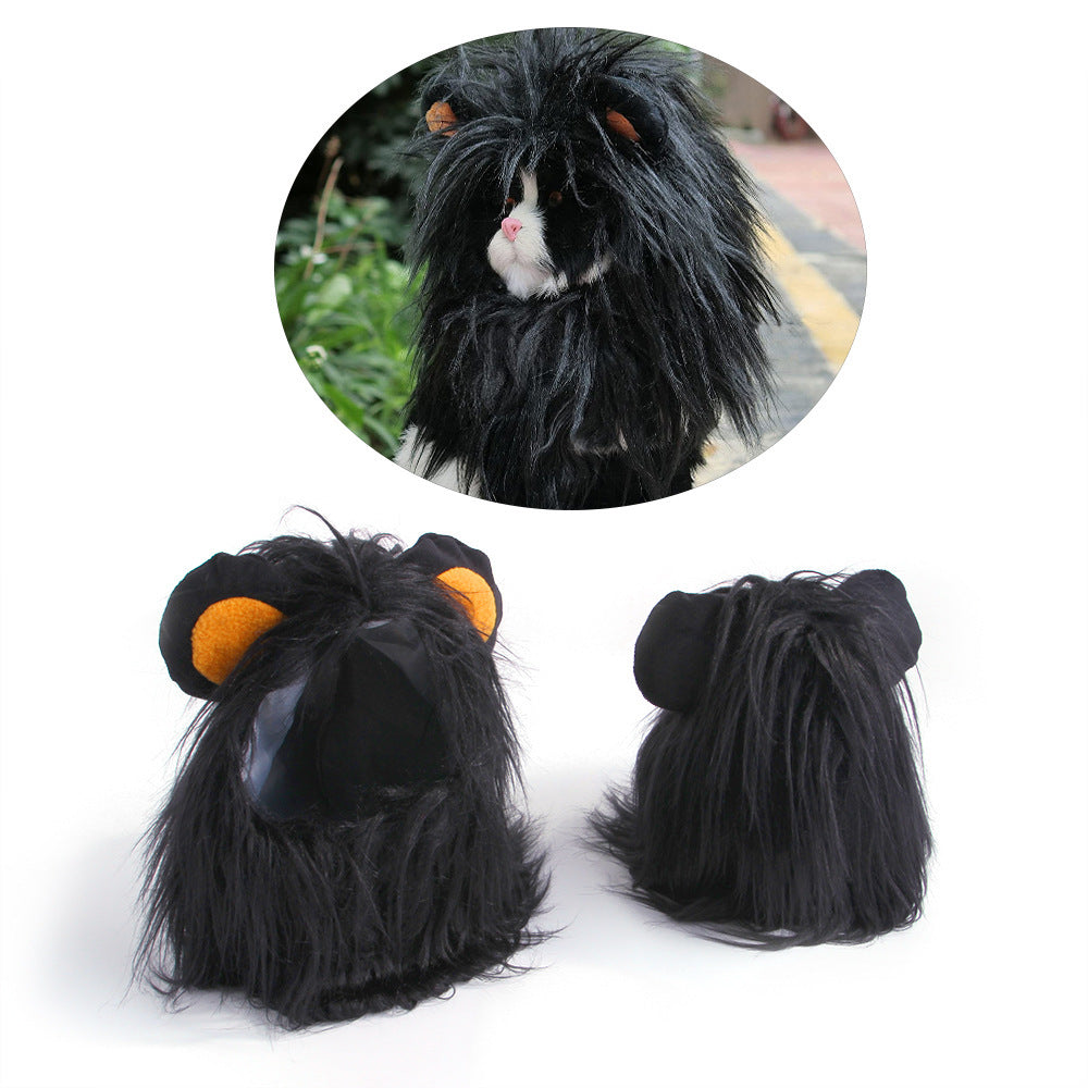 Pet Wig Hat Headgear, Color-Matching Tie-Dye Cloth Costume for Dogs & Cats