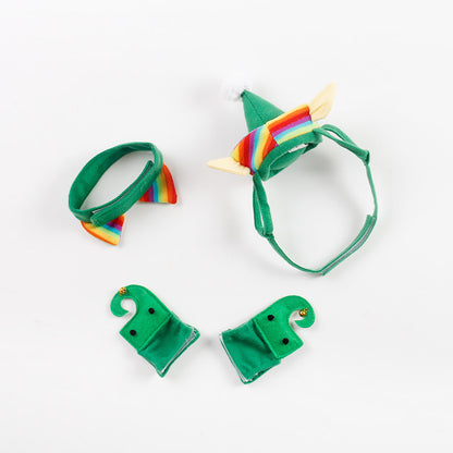Christmas Pet Hat & Foot Cover Set, 4-Piece Green Cartoon Costume for Dogs