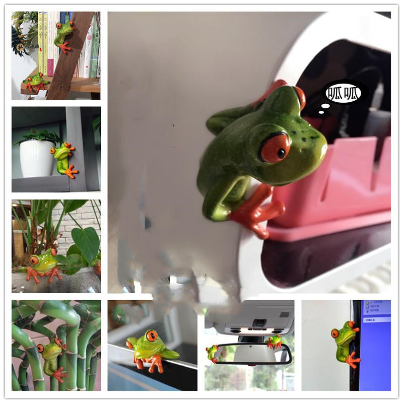 Desktop Fun: Cute Creative Resin Frog Sticker Ornaments (Peeping or Watching).