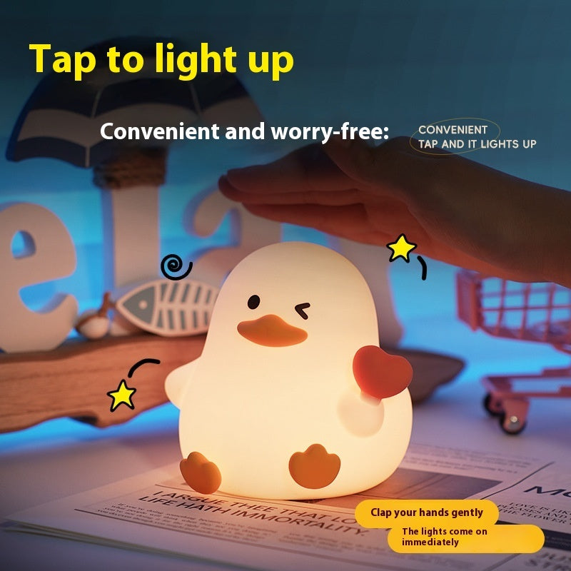 Cozy & Colorful: Love Duck Small Night Lamp with Timing Function (Rechargeable).