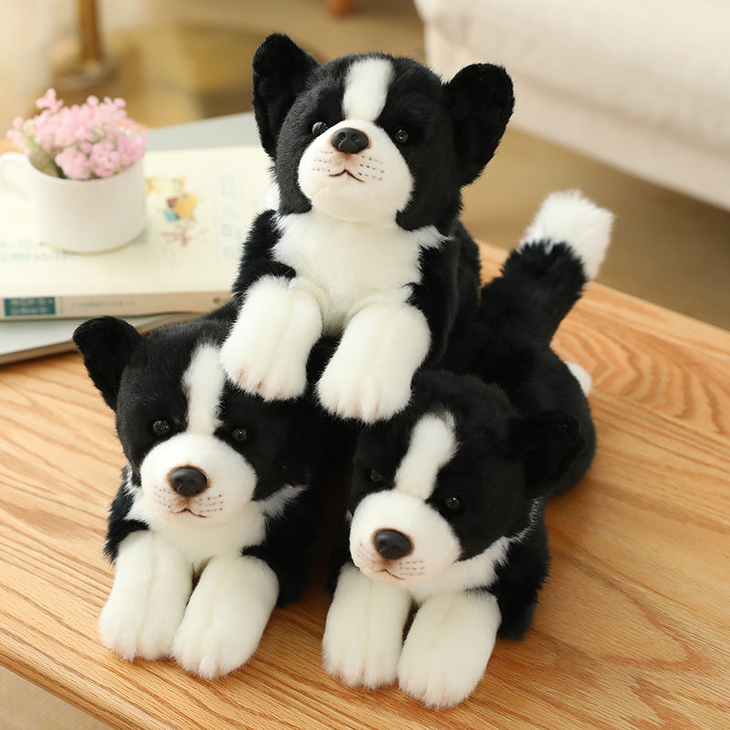 Simulation Dog Doll, Realistic Side Collie Rag Plush Toy (34cm Lifelike Puppy Plush)