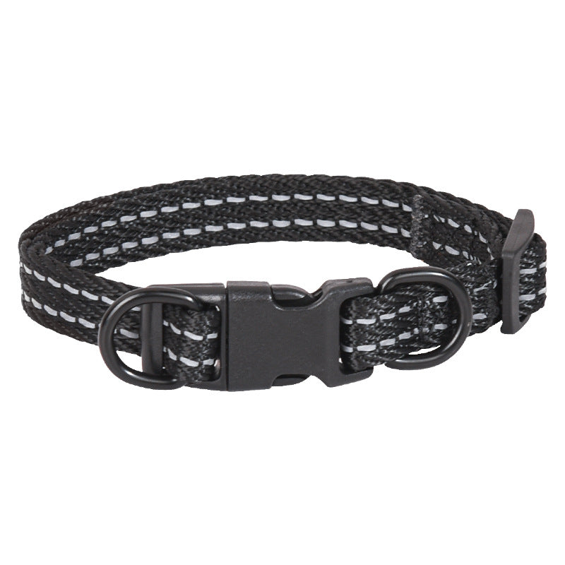 Double D-Ring Release Buckle Reflective Dog Collar, Durable Nylon Webbing Pet Collar