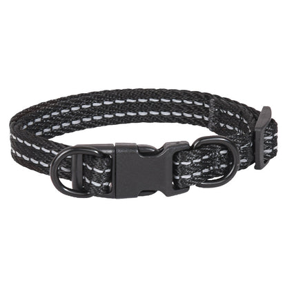 Double D-Ring Release Buckle Reflective Dog Collar, Durable Nylon Webbing Pet Collar