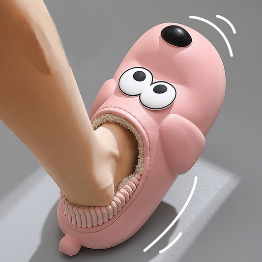 Cute Dog Shoes EVA Winter House Shoes, Unisex Fuzzy Cartoon Slippers