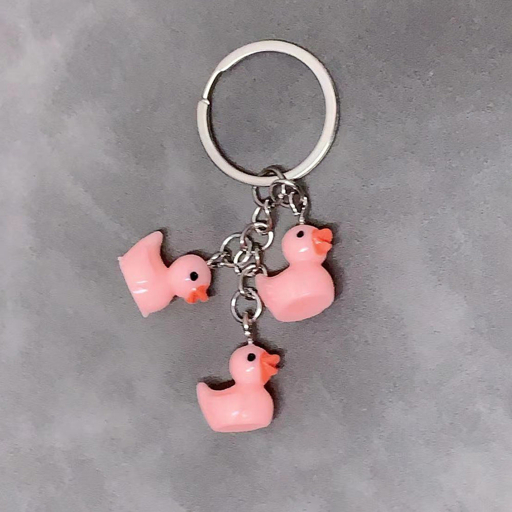 Charming & Simple: Resin Small Yellow Duck Keychain Pendant (Multi-Color Options).