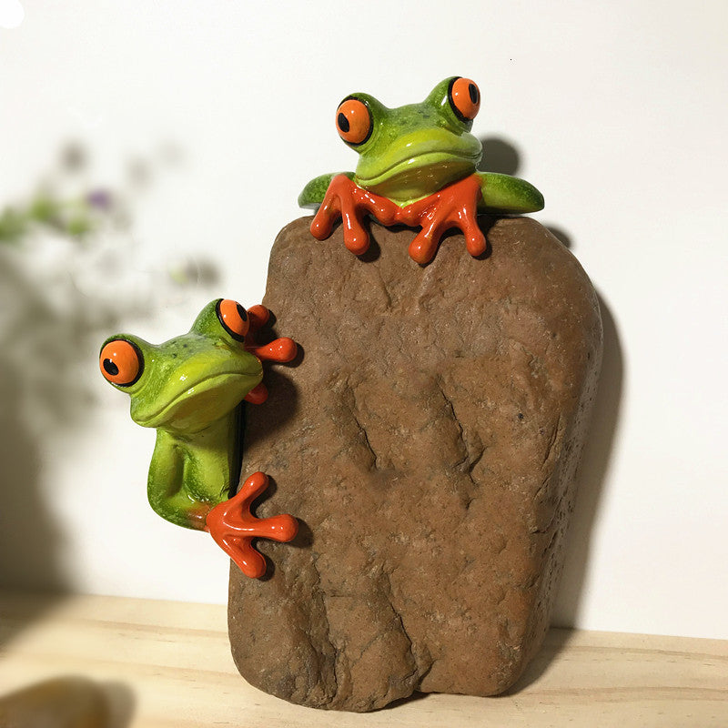 Desktop Fun: Cute Creative Resin Frog Sticker Ornaments (Peeping or Watching).