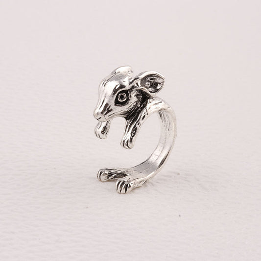 Simple Retro Bunny Ring, Adjustable Alloy Rabbit Ring for Women