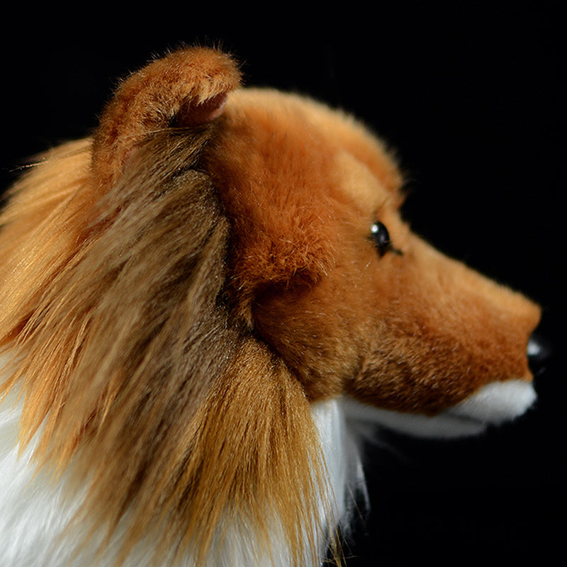 Simulation Dog Doll, Cute Collie Model Plush Figurine (26cm Realistic Puppy Doll)