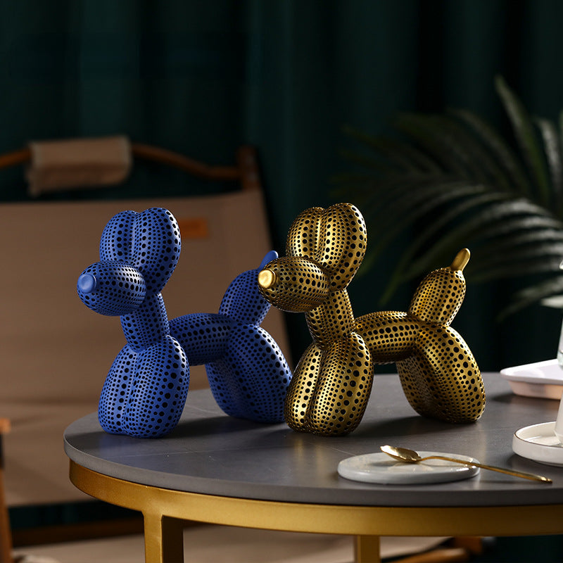 Cute Polka Dot Balloon Dog Ornament, European Modern Resin Home Decoration (18×20×9 cm)