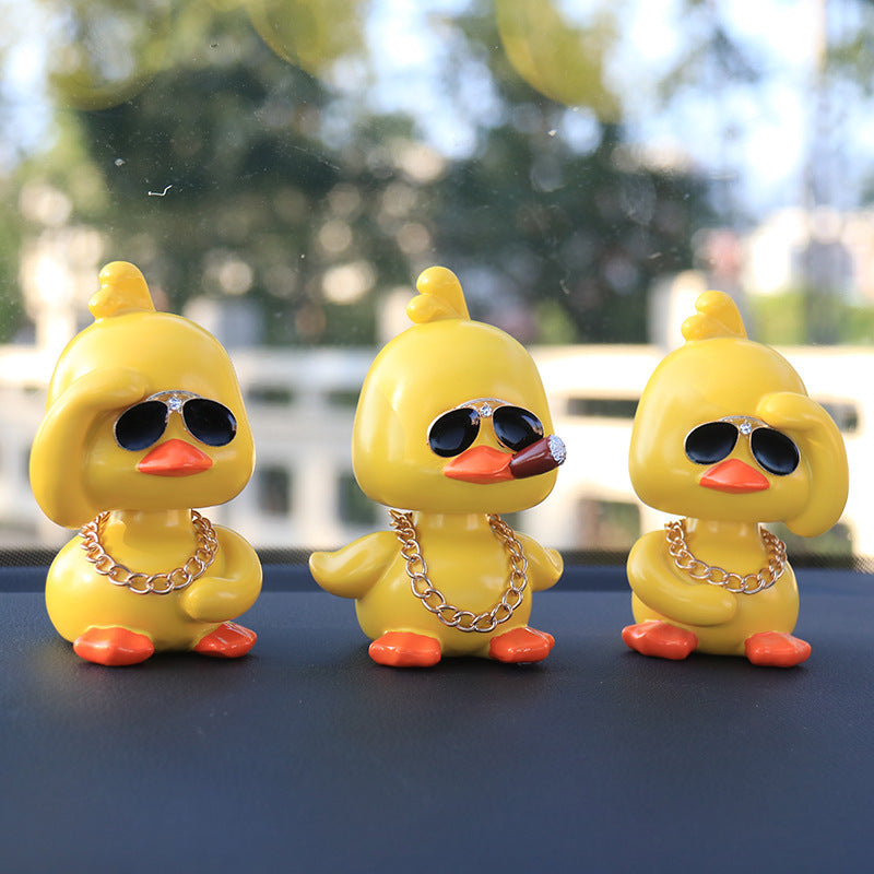 Insta-Worthy Ride: Little Yellow Social Duck Cartoon Resin Car Interior Ornaments.