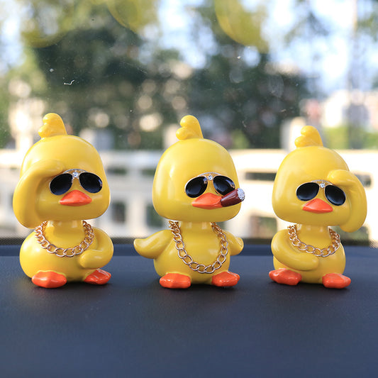 Insta-Worthy Ride: Little Yellow Social Duck Cartoon Resin Car Interior Ornaments.
