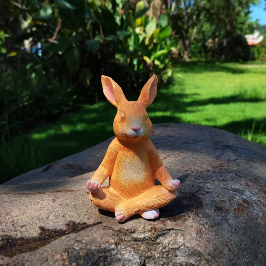 Creative Meditation Bunny Garden Ornament, Outdoor Resin Courtyard Decoration