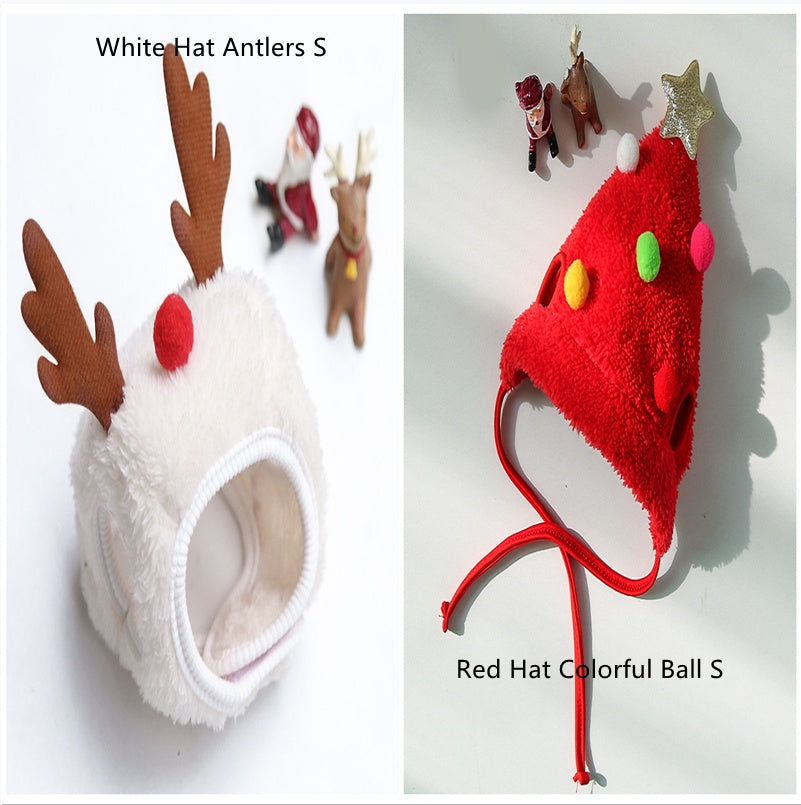 Christmas Pet Hat & Saliva Towel Bib, Cute Winter Cartoon Accessories for Dogs & Cats