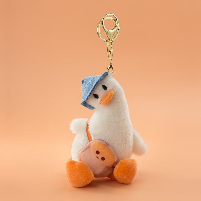 Creative Waibo Duck Plush Keychain – Cute Tilt-Head Duck Pendant (Yellow & White)