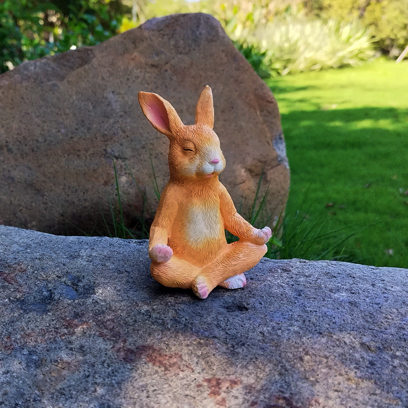 Creative Meditation Bunny Garden Ornament, Outdoor Resin Courtyard Decoration