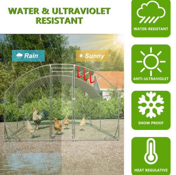 10×13 ft Dome Metal Chicken Coop – Heavy-Duty Outdoor Enclosure with Waterproof Tarp