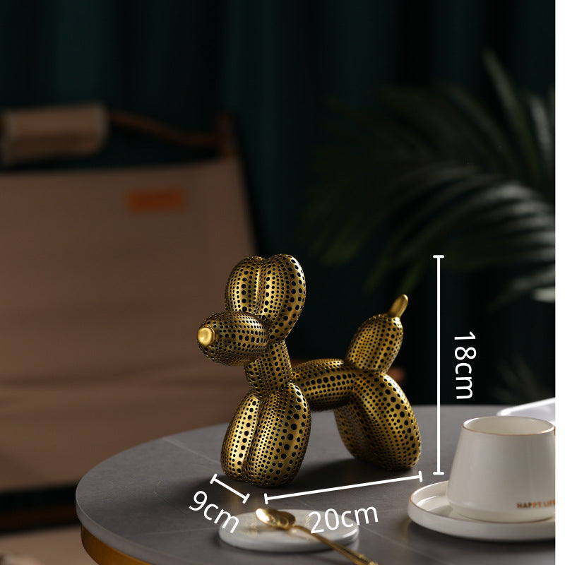 Cute Polka Dot Balloon Dog Ornament, European Modern Resin Home Decoration (18×20×9 cm)