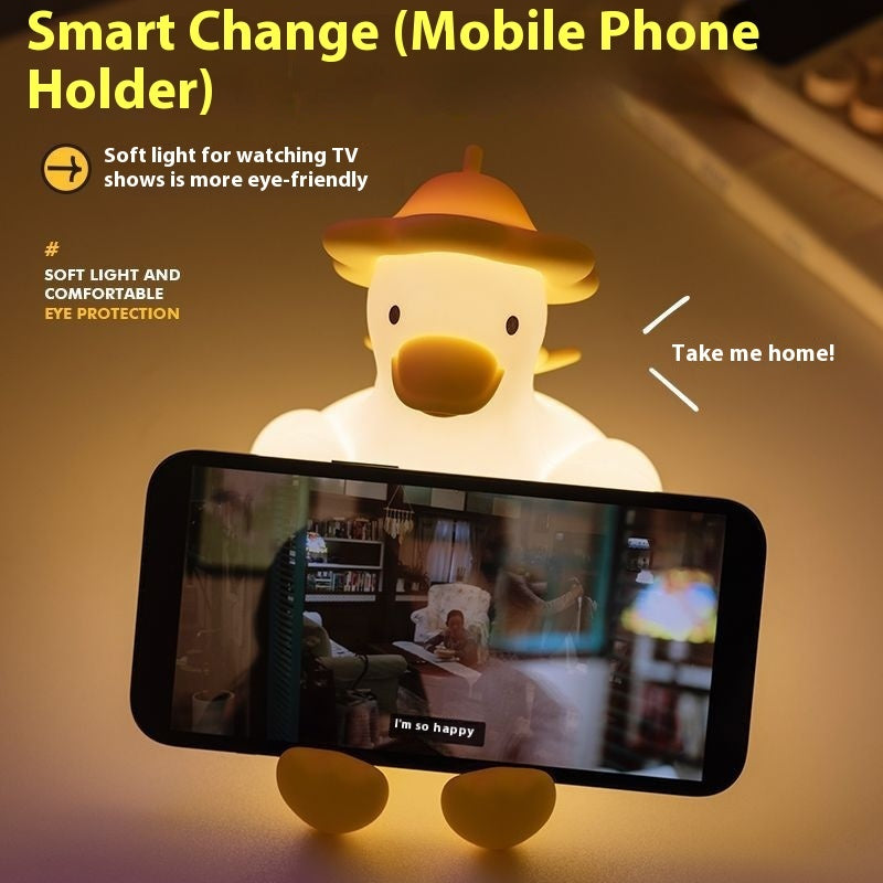 Cute Duck Night Lamp – Baby Feeding Light with Eye Protection & Mobile Phone Holder