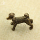 Retro Pure Copper Solid Poodle Dog Ornament, Mini Metal Animal Décor
