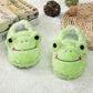 Cozy Jumps: Cute Cartoon Frog Indoor Plush Slippers for Children (Toddler to Pre-Teen).