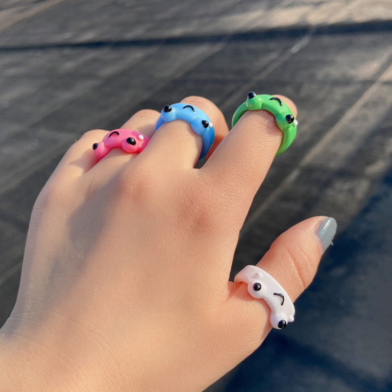 Vintage Vibe: Trendy Broadside Geometric Frog Resin Ring (Multiple Colors).